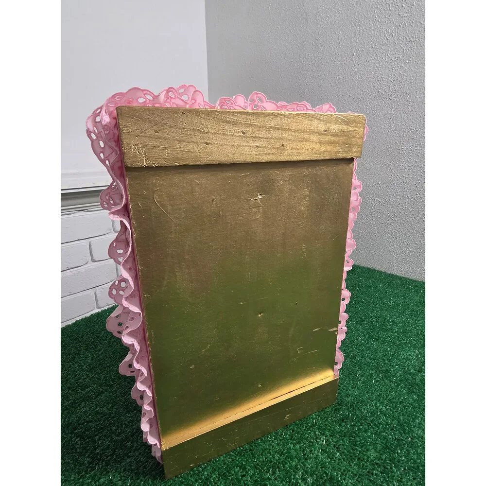 Hand-Restored Vintage Romantic Vanity Box & Shadow Box with Ornate Gold Mirror